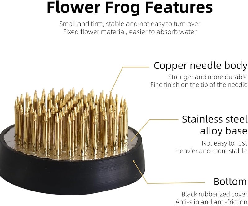 WEOPYCJ Store Japanese Flower Vase Bowl Ikebana, Black Shallow Arrangement Container with 1.69 in Floral Frog Floristry Kenzan and Needle Straightening Tool - Image 4